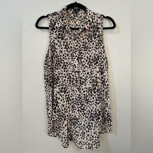 Forever 21 Black and Cream Animal Print Blouse